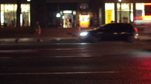 Night car traffic light evening dark blackout motion city Stock Footage 230723912