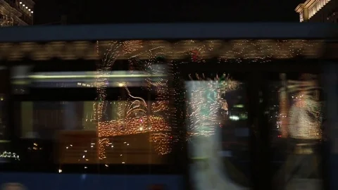 Night car traffic view on central Tverskaya street in Moscow, Russia Stock Footage 83372378