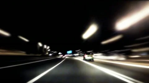 Night Car Trip 01 Stock Footage 12135402