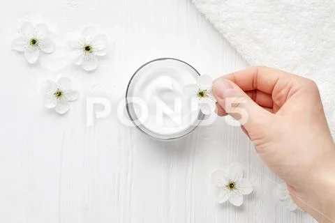 Night care cosmetic cream hydration facial skincare face beauty treatment mask Stock Photos
