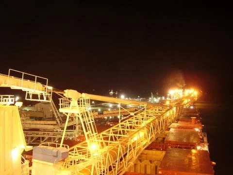 Night cargo ship Stock Photos