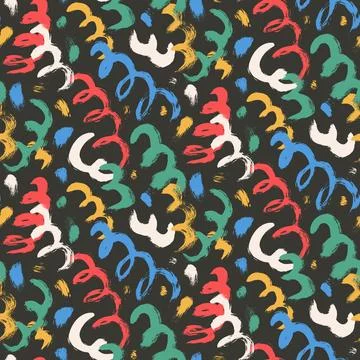 Night carnival decor seamless pattern. Curve lines holiday ornament. Geometri 스톡 일러스트
