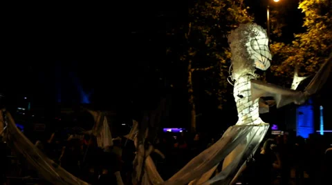 Night carnival procession Stock Footage 30441109