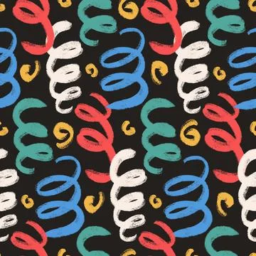 Night carnival seamless pattern. Curve lines holiday ornament. Geometric 스톡 일러스트