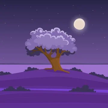 Night Cartoon Landscape Illustrazione stock