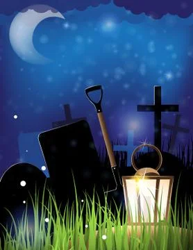 Night cemetery Stock Illustration
