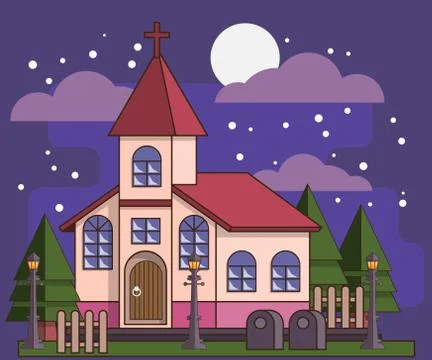 Night cemetery. Stock Illustration