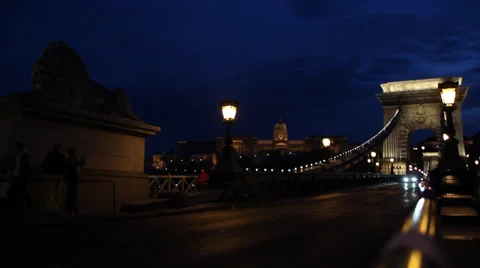 NIGHT CHAIN BRIDGE BUDA CASTLE LONGSHOT 1 Stock Footage 39298405