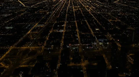 Night, Chicago Commuters Interstate 290, Circle Interchange, Traffic Jam Stock Footage 24709016