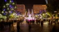 night Christmas holiday at constitution square in downtown Athens Greece HD Footage