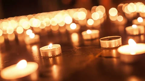 Night of Churches, close-up of burning candle Stock Footage 38670292