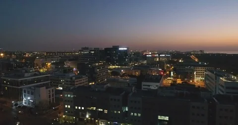 Night city aerial establishing shot Stock Footage