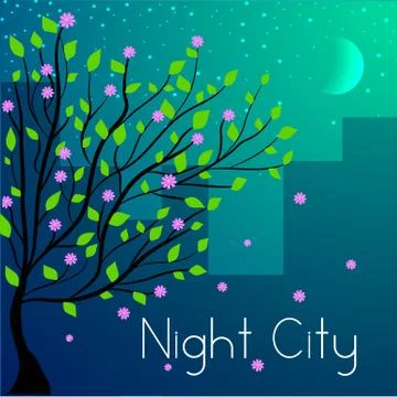 Night city background concept. Vector illustration Stock Illustration
