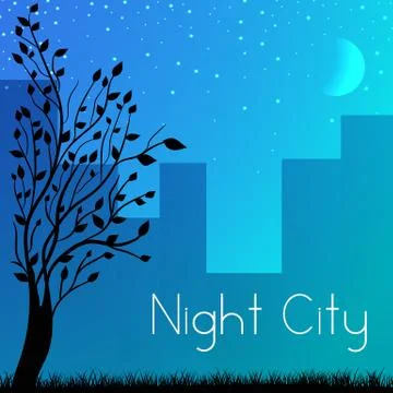 Night city background concept. Vector illustration Stock Illustration