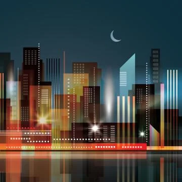 Night city background Stock Illustration