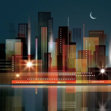 Night city background Stock Illustration