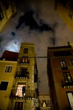 Night city in Barcelona. Spain. Stock Photos