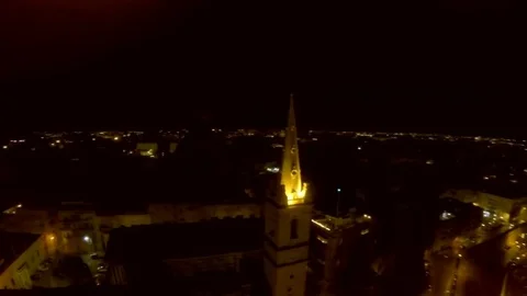 Night city from a bird's-eye view. Aerofutazh. Malta Stock Footage