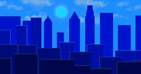 Night city in a blue shade Stock Illustration