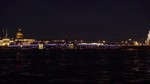 Night city bridge Stock Footage