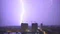The night city on the bright lightning background 4k or 4k+ Resolution