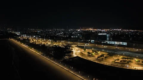 Night city on the coastline Stock Footage 275008366