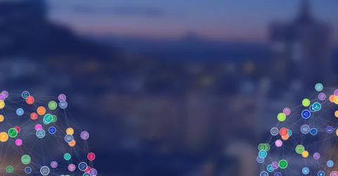 Night city with connectors Stock Illustration