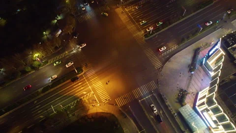 Night City Crossroad Intersection Stock Footage 234920909