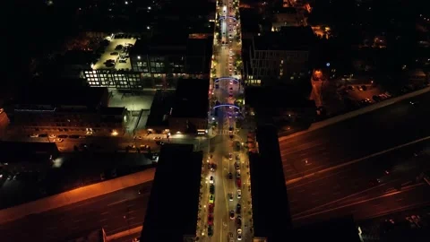 Night City Drone Shot 스톡 동영상 214030893