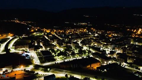 Night city from drone view Stock Photos