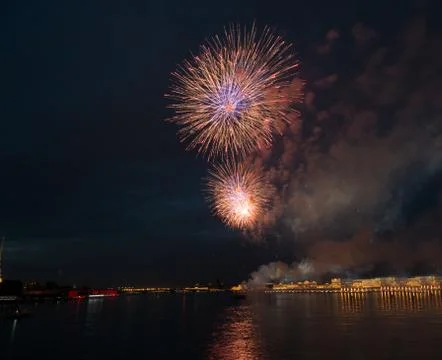 Night city firework Foto stock