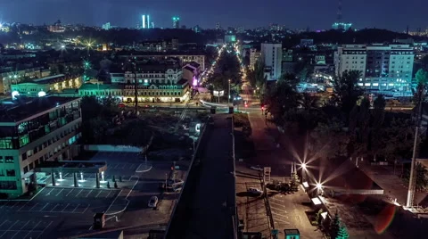 Night city from a high point Stock Footage 69012052