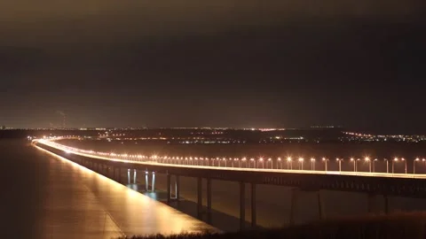 Night City Highway Bridge Time Lapse Stock Footage 234792102