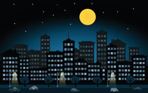 Night city Stock Illustration