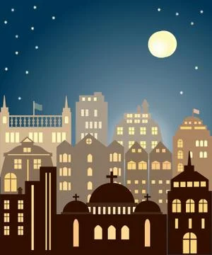 Night city Stock Illustration