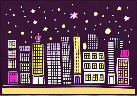 Night city illustration. Stock Illustration