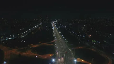 Night city Kiev. Ukraine. Modern architecture. Stock Footage 166399072