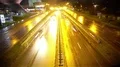 Night city life, cars driving on highway near modern shopping center, timelapse 4k or 4k+ Resolution