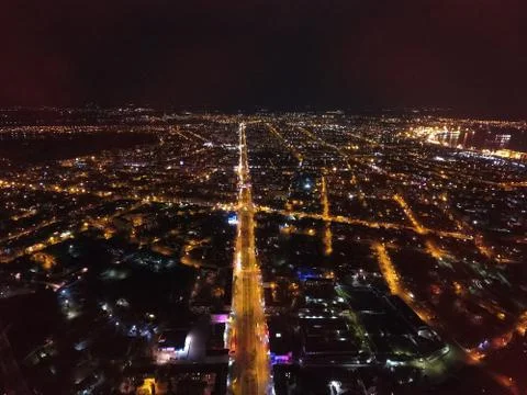 Night city lights from above Stock Photos