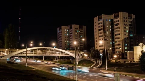 Night city lights Stock Footage 80073675