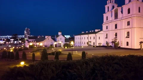 Night City Minsk Motion Hyperlapse Stock Footage 166138253