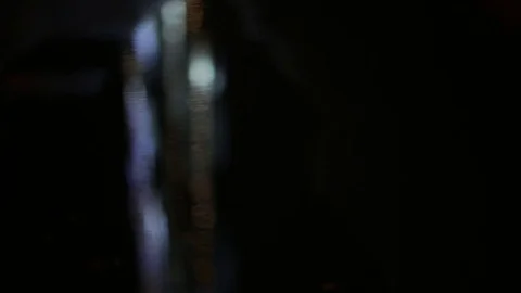 Night city. Reflection of a building in a puddle Stock Footage 74374576