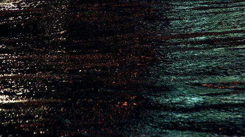 Night city road&amp;fires&amp;rain1 Stock Footage 1052224
