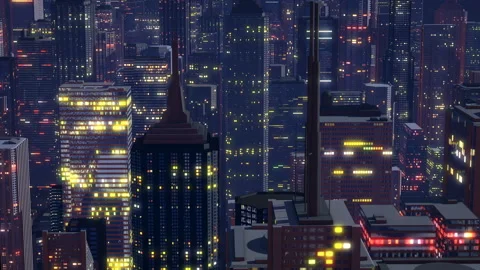 Night City Seamless Background in a 3D animation Stock Footage 235640853