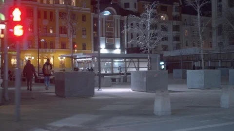 Night city through the side window of a moving car Stock Footage 121449311