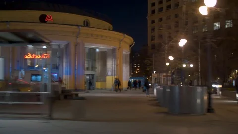 Night city through the side window of a moving car Stock Footage 121449338