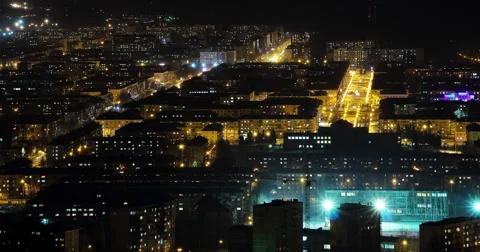 Night city, time lapse Stock Footage 57301565