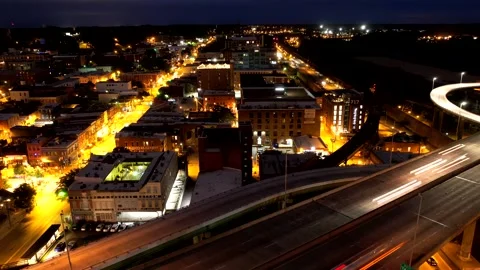 Night city time-lapse in Richmond, VA Stock Footage