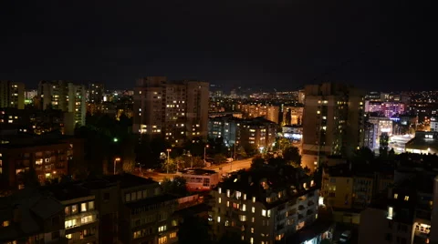 Night City-Time lapse view over city of Sofia Stock Footage 61939640