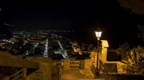 Night city timelapse in Capo d'Orlando, Sicily Stock Footage